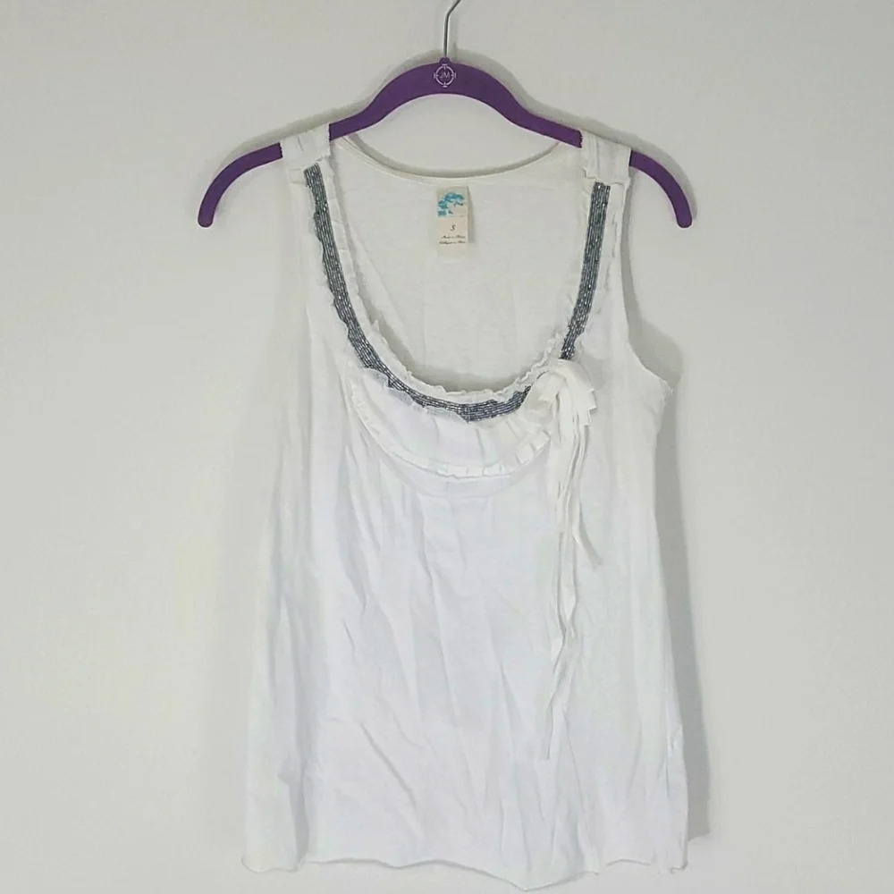 Anthropologie Beaded Bib Blouse
